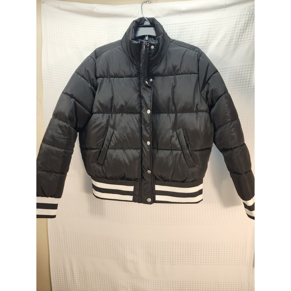 Fashion Nova Puffer Coat Womens Size Large Black Short Zip Up